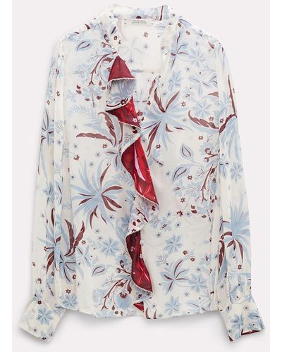 Dorothee Schumacher Printed Viscose Patch Blouse With Flounces - White