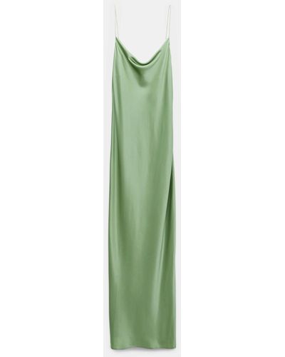 Dorothee Schumacher Silk Charmeuse Dress With A Waterfall Neckline - Green