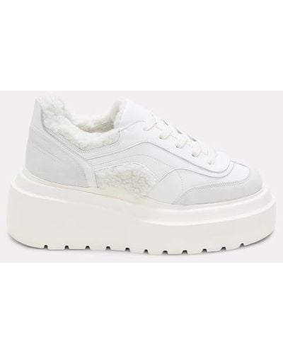 Dorothee Schumacher Platform Sneaker With Shearling - White
