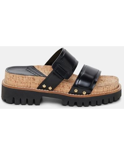Dorothee Schumacher Sporty Leather Slides With Lug Sole - Black