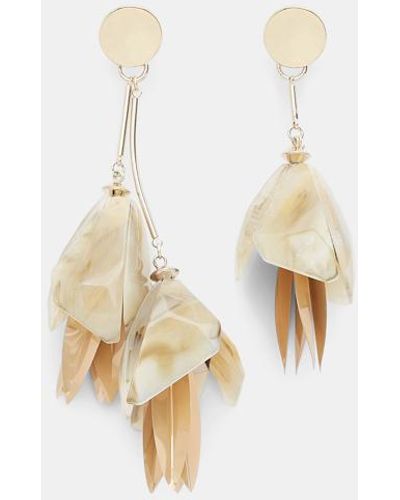 Dorothee Schumacher Asymmetric Clip-on Earrings With Hanging Flowers - White
