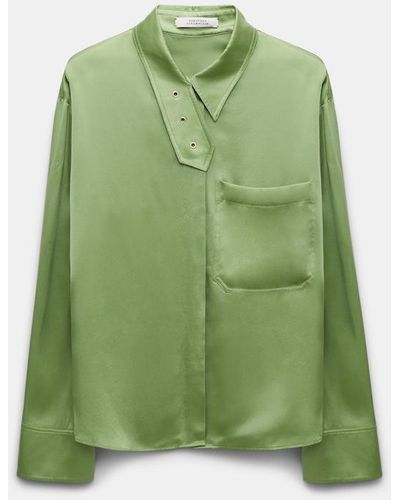 Dorothee Schumacher Silk Charmeuse Blouse With Collar Detail - Green