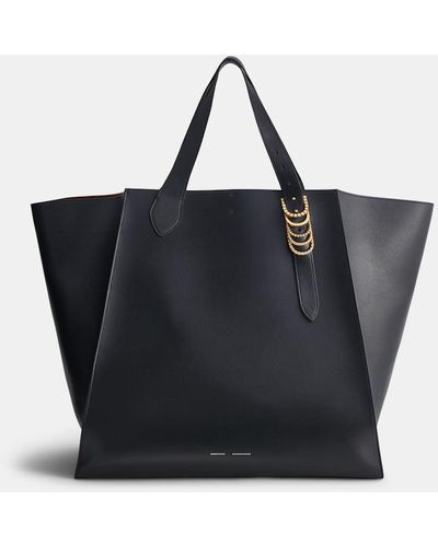 Dorothee Schumacher Xl Tote Bag In Soft Calf Leather With D-ring Hardware - Black