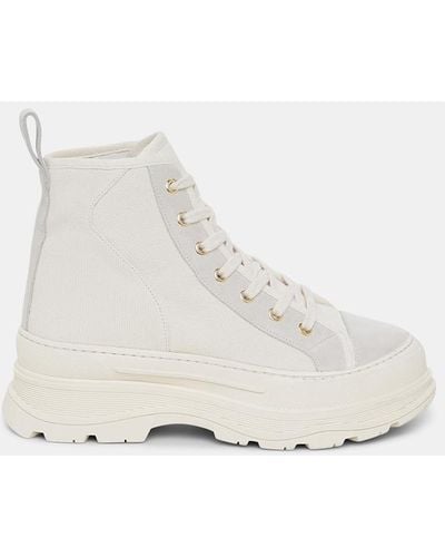 Dorothee Schumacher High-top Cotton And Suede Sneakers - Natural
