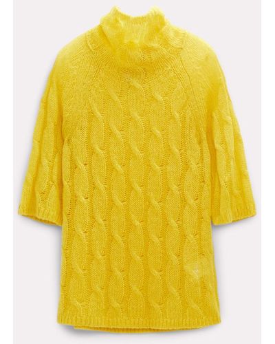 Dorothee Schumacher Transparent Turtleneck Sweater With Cable Pattern - Yellow