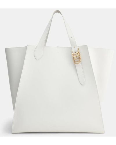 Dorothee Schumacher Xl Tote Bag In Soft Calf Leather With D-ring Hardware - White