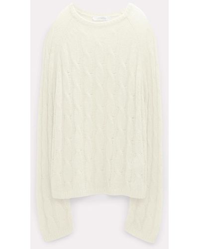 Dorothee Schumacher Transparent Turtleneck Sweater With Cable Pattern - Natural