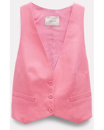 Dorothee Schumacher Lightweight Vest In Cotton-linen - Pink