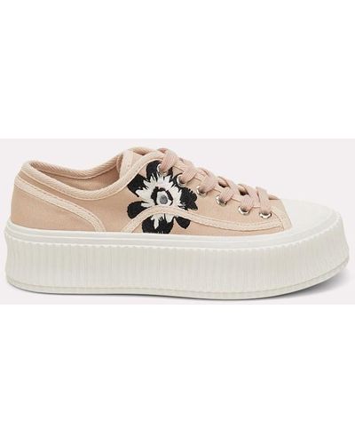 Dorothee Schumacher Cotton Canvas Platform Sneakers With Flower Embroidery - Natural