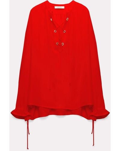 Dorothee Schumacher Silk Blouse With Laced Neckline - Red