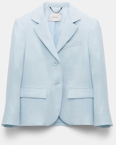 Dorothee Schumacher Linen Blend Cropped Blazer With Cropped Sleeves - Blue