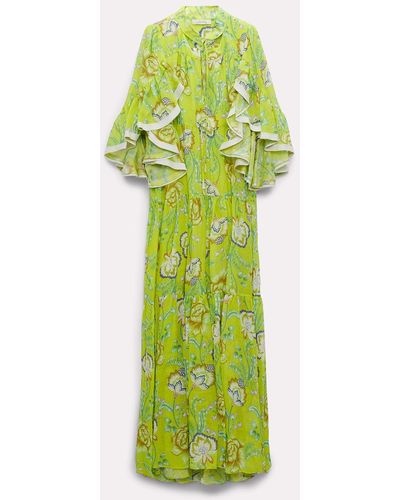 Dorothee Schumacher Printed Dress In Ramie - Green
