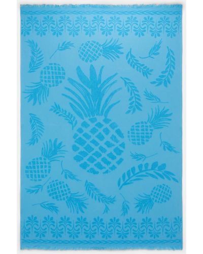 Dorothee Schumacher Cotton Towel With Woven Jacquard Pineapple Pattern - Blue