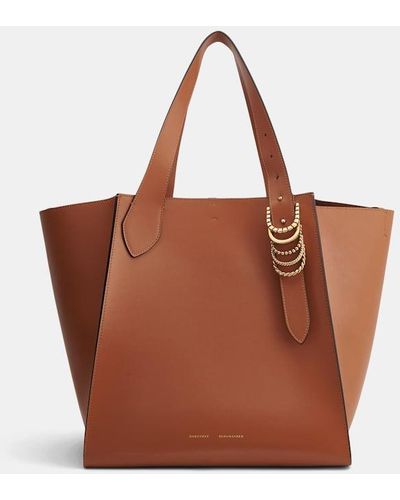 Dorothee Schumacher Tote Bag In Soft Calf Leather With D-ring Hardware - Brown