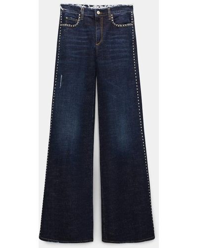 Dorothee Schumacher Jeans mit Ziersteinen, Westerndetails und ausgefranstem Bund - Blau