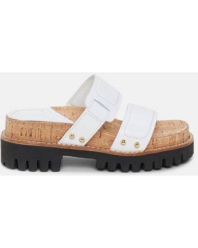 Dorothee Schumacher Sporty Leather Slides With Lug Sole - White
