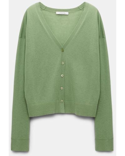 Dorothee Schumacher Wool-cashmere Cardigan With Tapered Hem - Green