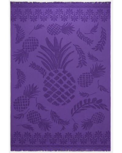 Dorothee Schumacher Cotton Towel With Woven Jacquard Pineapple Pattern - Purple