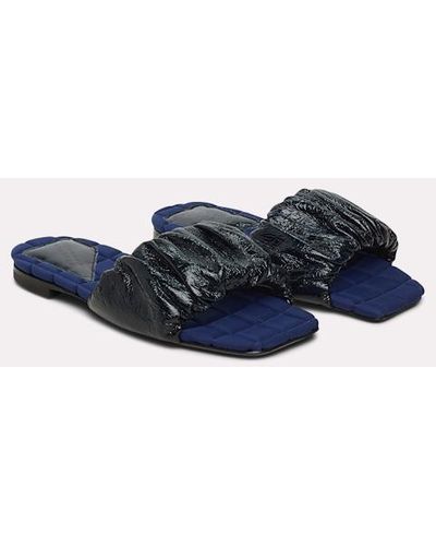 Dorothee Schumacher Ruched Leather Slides With Neoprene Footbed - Blue