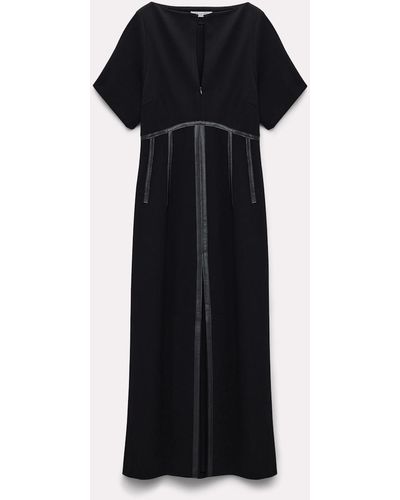 Dorothee Schumacher Dress In Punto Milano With Eco Leather Detailing - Black