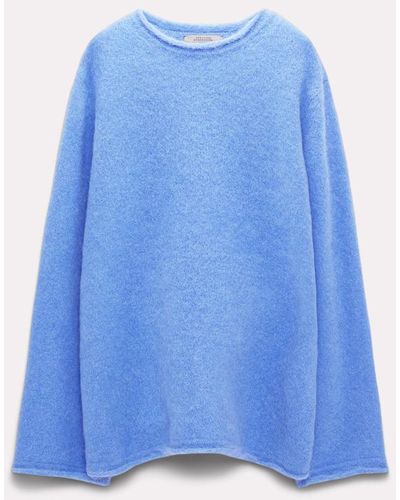 Dorothee Schumacher Alpaca Mix Knit Pullover With Rolled Seams - Blue