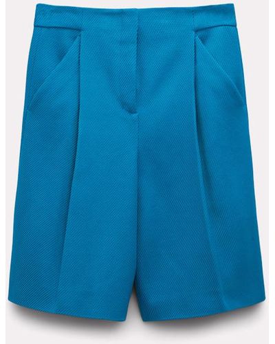 Dorothee Schumacher Cotton Twill Pleated Bermuda Shorts - Blue