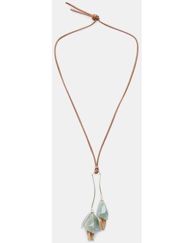 Dorothee Schumacher Necklace With Hanging Flower Pendant On Leather Cord - Green
