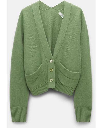 Dorothee Schumacher Wool-cashmere V-neck Cardigan With Pockets - Green