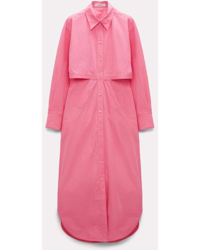 Dorothee Schumacher Cotton Shirtdress With Cutout Cape Back - Pink