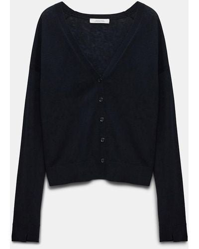 Dorothee Schumacher Wool-cashmere Cardigan With Tapered Hem - Blue
