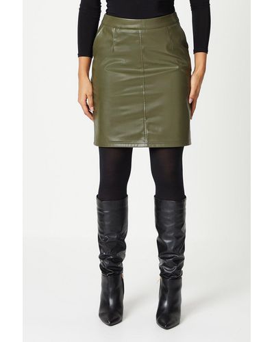 Dorothy Perkins Tall Faux Leather Mini Skirt - Green