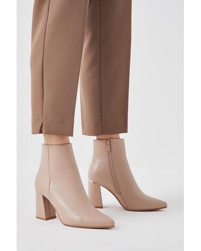 Dorothy Perkins Mikaela Pointed Block Heel Ankle Boots Clip - Brown