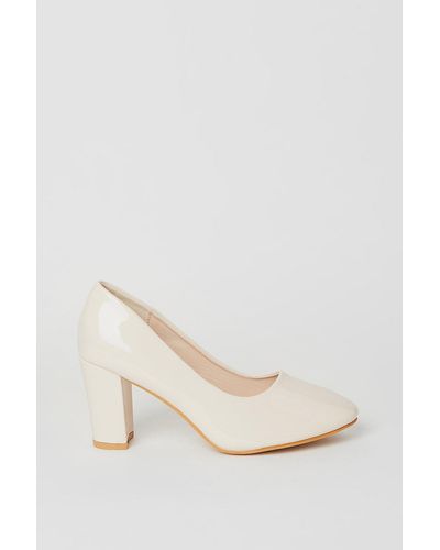 Dorothy Perkins Good For The Sole: Wide Fit Camilla Almond Toe Block Heel Court Shoes - Natural