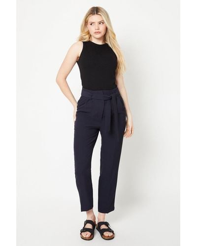 Dorothy Perkins Paperbag Belted Tailored Trouser - Blue