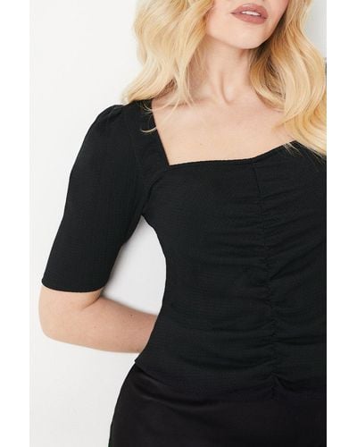 Dorothy Perkins Ruched Front Sweetheart Top - Black
