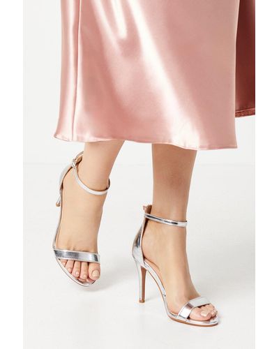 Dorothy Perkins Wide Fit Tyla High Stiletto Barely There Heeled Sandals - Pink