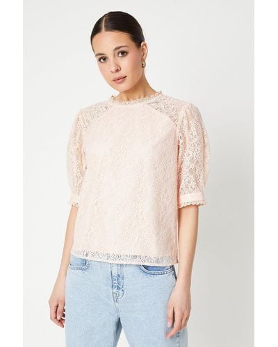 Dorothy Perkins Lace Sleeve Blouse - White