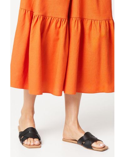 Dorothy Perkins Fiona Textured Cross Strap Slider Sandals - Orange