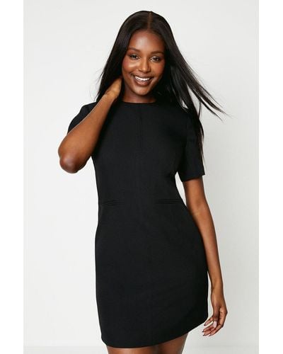Dorothy Perkins Half Sleeve Tailored Shift Dress - Black