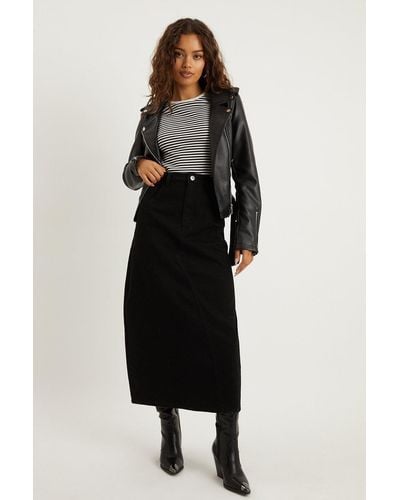 Dorothy Perkins Petite Seam Detail Maxi Skirt - Black