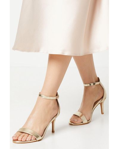 Dorothy Perkins Tasha Low Stiletto Barely There Heeled Sandals - Natural