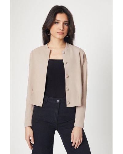 Dorothy Perkins Button Front Bomber Jacket - White