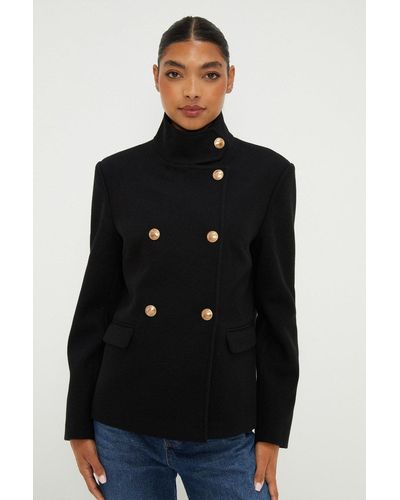 Dorothy Perkins Short Funnel Neck Coat - Black