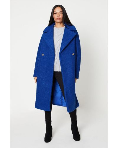 Dorothy Perkins Double Breasted Boucle Coat - Blue