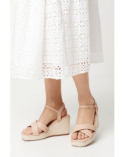 Dorothy Perkins Wide Fit Rose Cross Strap Wedges - White
