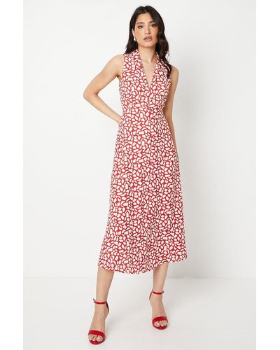 Dorothy Perkins Abstract Button Through Midi Dress - Pink
