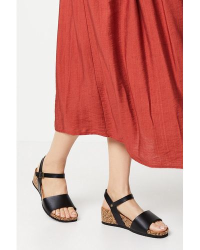 Dorothy Perkins Good For The Sole: Wide Fit Halo Comfort Footbed Wedge Sandals - Red