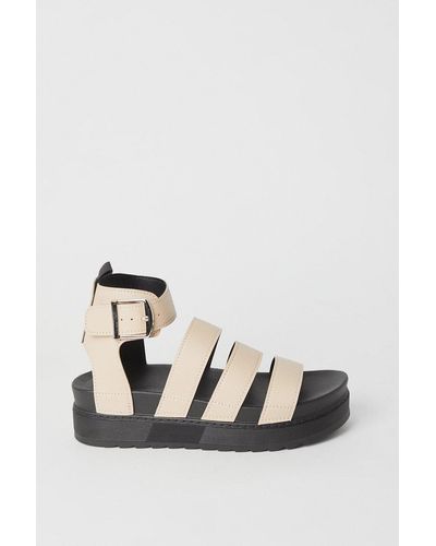 Dorothy Perkins Faith: Honour Multi Strap Footbed Chunky Wedge Sandals - Natural