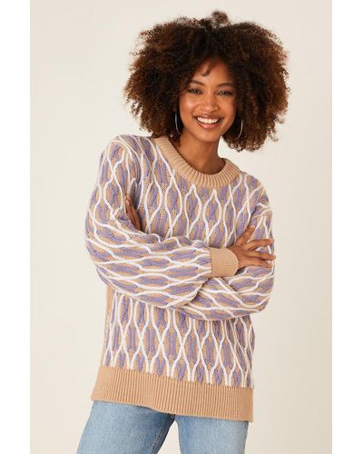 Dorothy Perkins All Over Stitch Detail Jumper - Purple