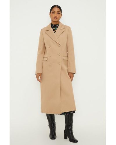 Dorothy Perkins Military Double Breasted Maxi Coat - Natural